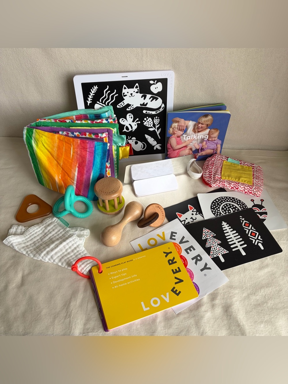 Lovevery The Charmer Montessori style Playkit for ages 3-4mo w/ the Playguide